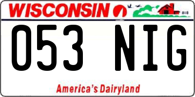 WI license plate 053NIG
