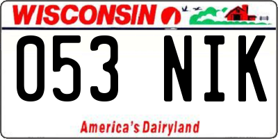 WI license plate 053NIK