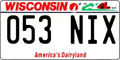 WI license plate 053NIX