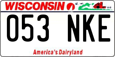 WI license plate 053NKE