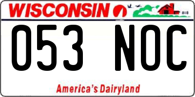 WI license plate 053NOC