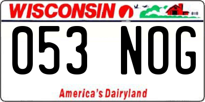 WI license plate 053NOG