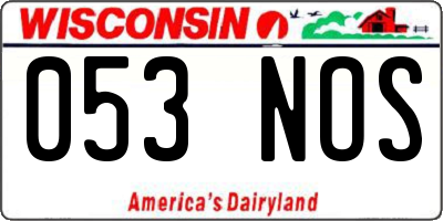 WI license plate 053NOS