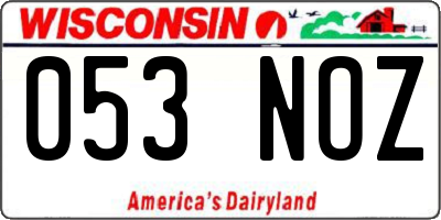 WI license plate 053NOZ