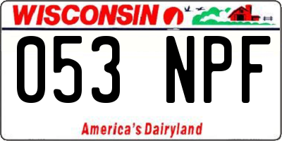 WI license plate 053NPF