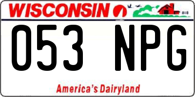 WI license plate 053NPG