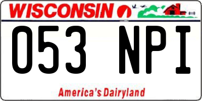WI license plate 053NPI