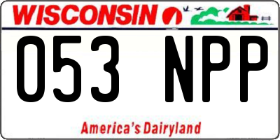 WI license plate 053NPP