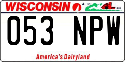WI license plate 053NPW