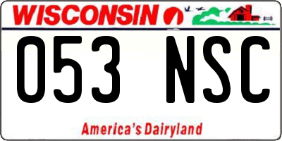 WI license plate 053NSC