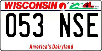 WI license plate 053NSE