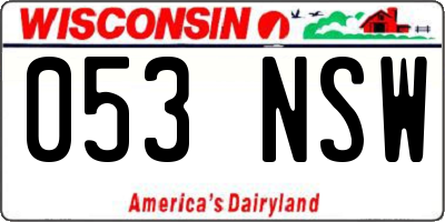 WI license plate 053NSW