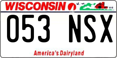 WI license plate 053NSX