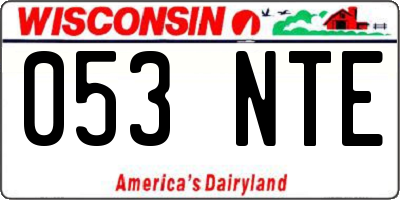 WI license plate 053NTE