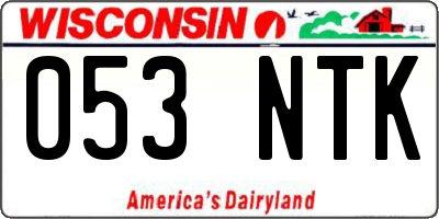 WI license plate 053NTK