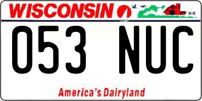 WI license plate 053NUC