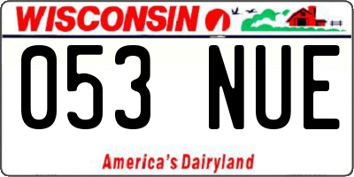 WI license plate 053NUE