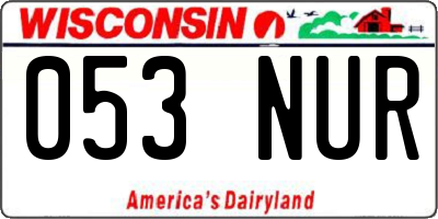 WI license plate 053NUR