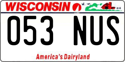 WI license plate 053NUS