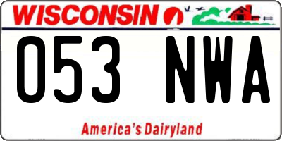 WI license plate 053NWA