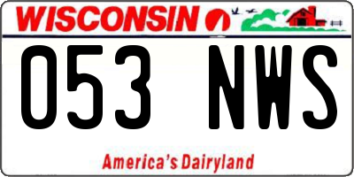 WI license plate 053NWS