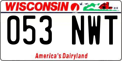 WI license plate 053NWT