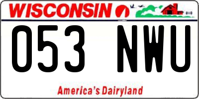 WI license plate 053NWU