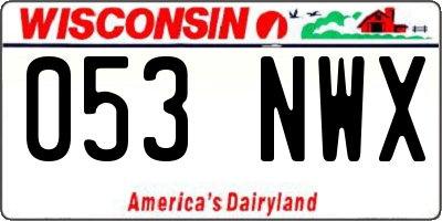 WI license plate 053NWX
