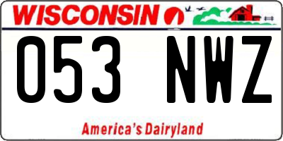 WI license plate 053NWZ