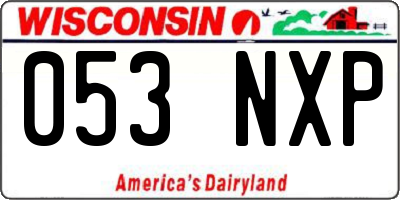 WI license plate 053NXP