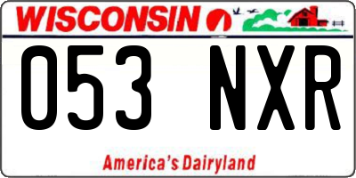 WI license plate 053NXR
