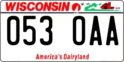 WI license plate 053OAA