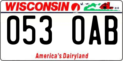 WI license plate 053OAB