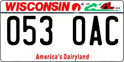 WI license plate 053OAC