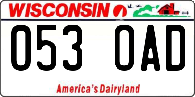 WI license plate 053OAD