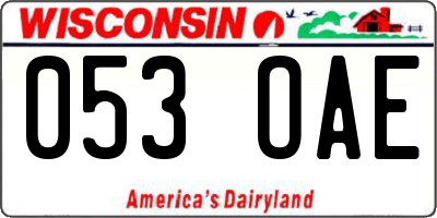 WI license plate 053OAE