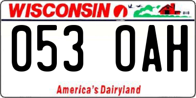 WI license plate 053OAH