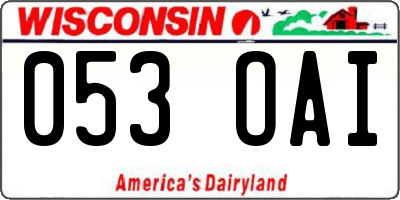 WI license plate 053OAI