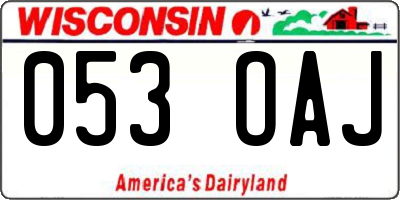 WI license plate 053OAJ