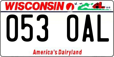 WI license plate 053OAL