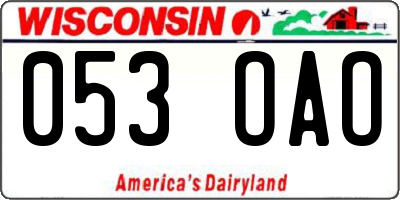 WI license plate 053OAO