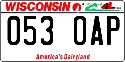 WI license plate 053OAP