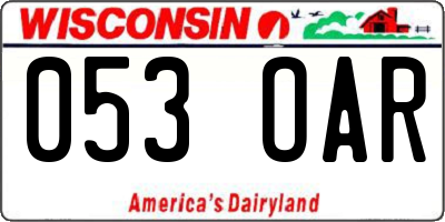 WI license plate 053OAR