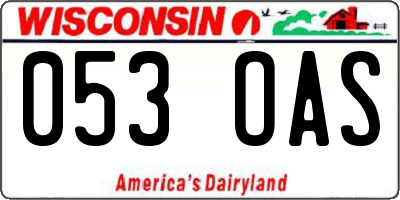 WI license plate 053OAS