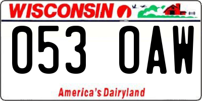 WI license plate 053OAW