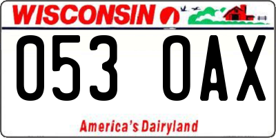 WI license plate 053OAX