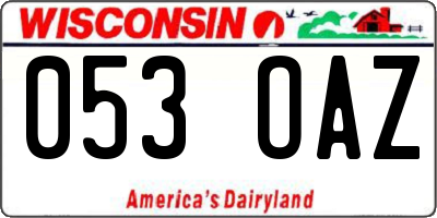 WI license plate 053OAZ