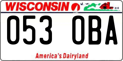 WI license plate 053OBA
