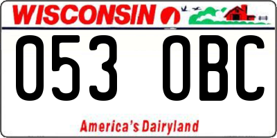 WI license plate 053OBC