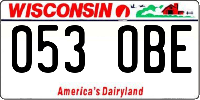 WI license plate 053OBE